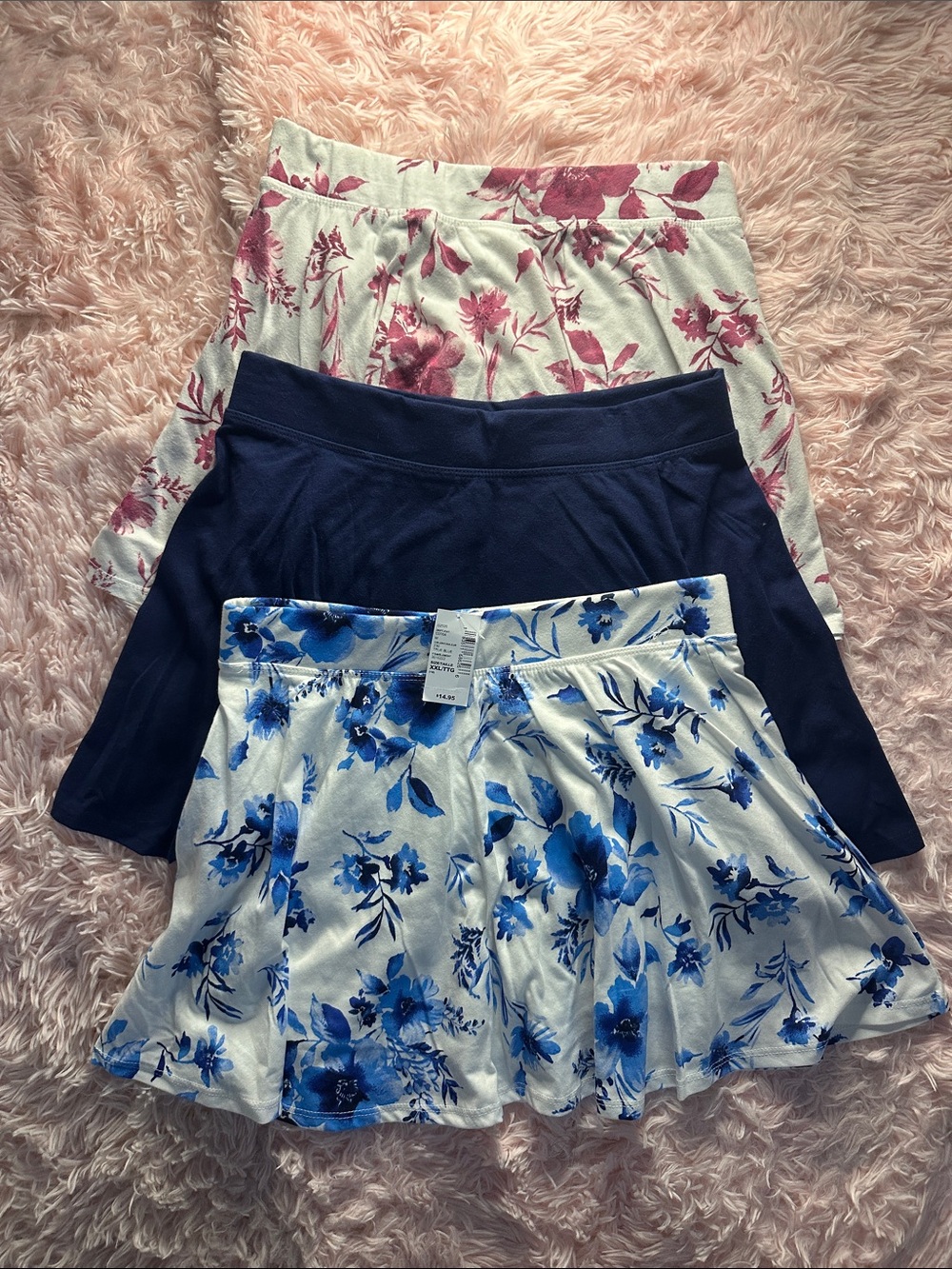 The Children's Place Girls Floral and Solid Skirt Set - Blue, Navy, Pink